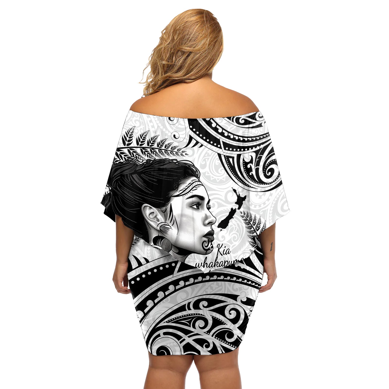 New Zealand Women's Day Off Shoulder Short Dress Aotearoa Kia Whakapumau Te Mana Wahine