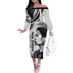 New Zealand Women's Day Off The Shoulder Long Sleeve Dress Aotearoa Kia Whakapumau Te Mana Wahine