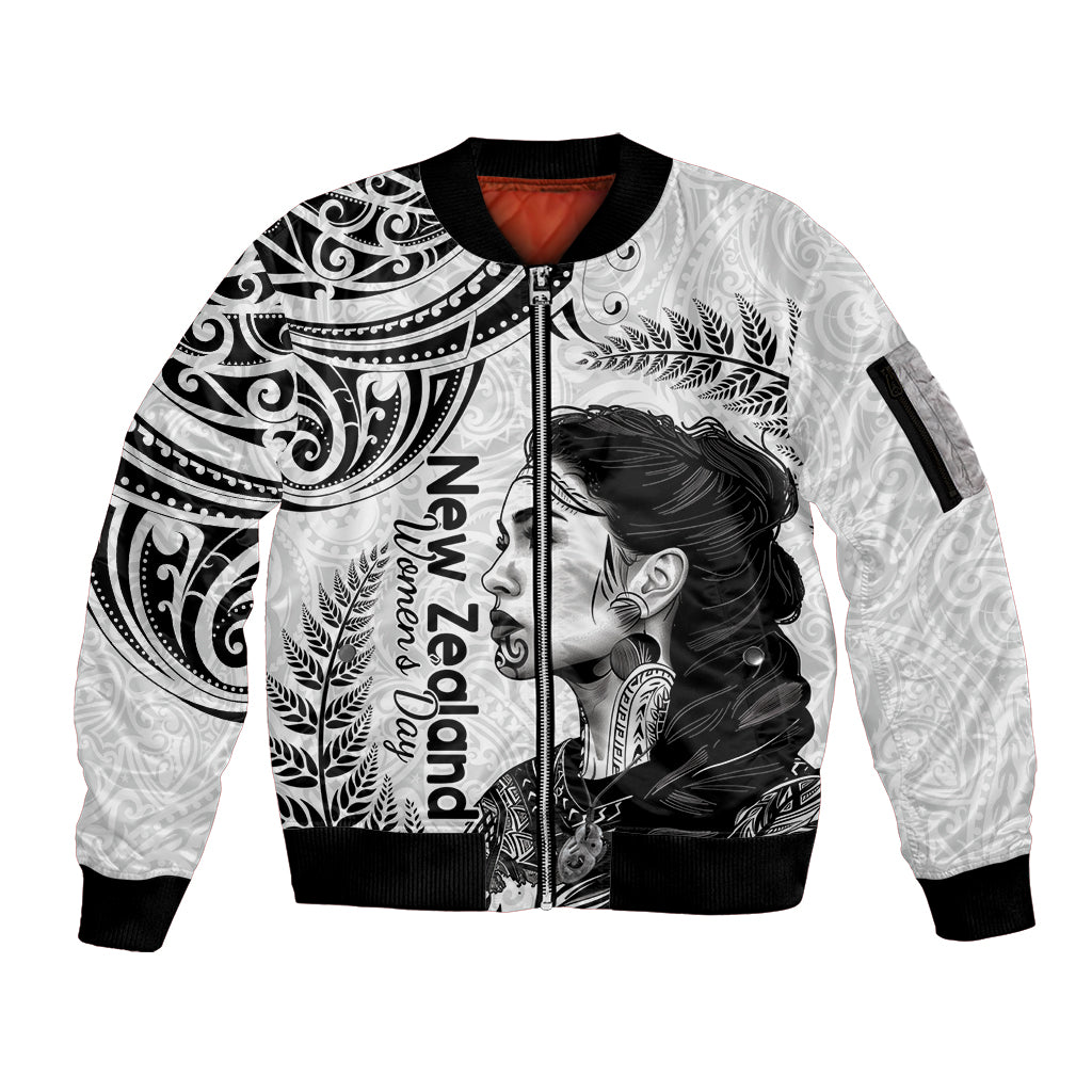 New Zealand Women's Day Sleeve Zip Bomber Jacket Aotearoa Kia Whakapumau Te Mana Wahine