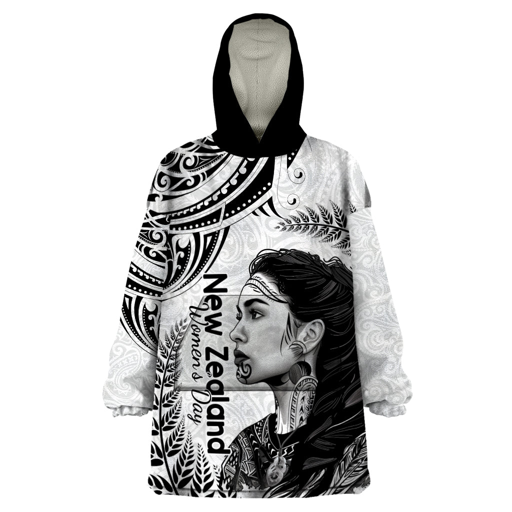 New Zealand Women's Day Wearable Blanket Hoodie Aotearoa Kia Whakapumau Te Mana Wahine