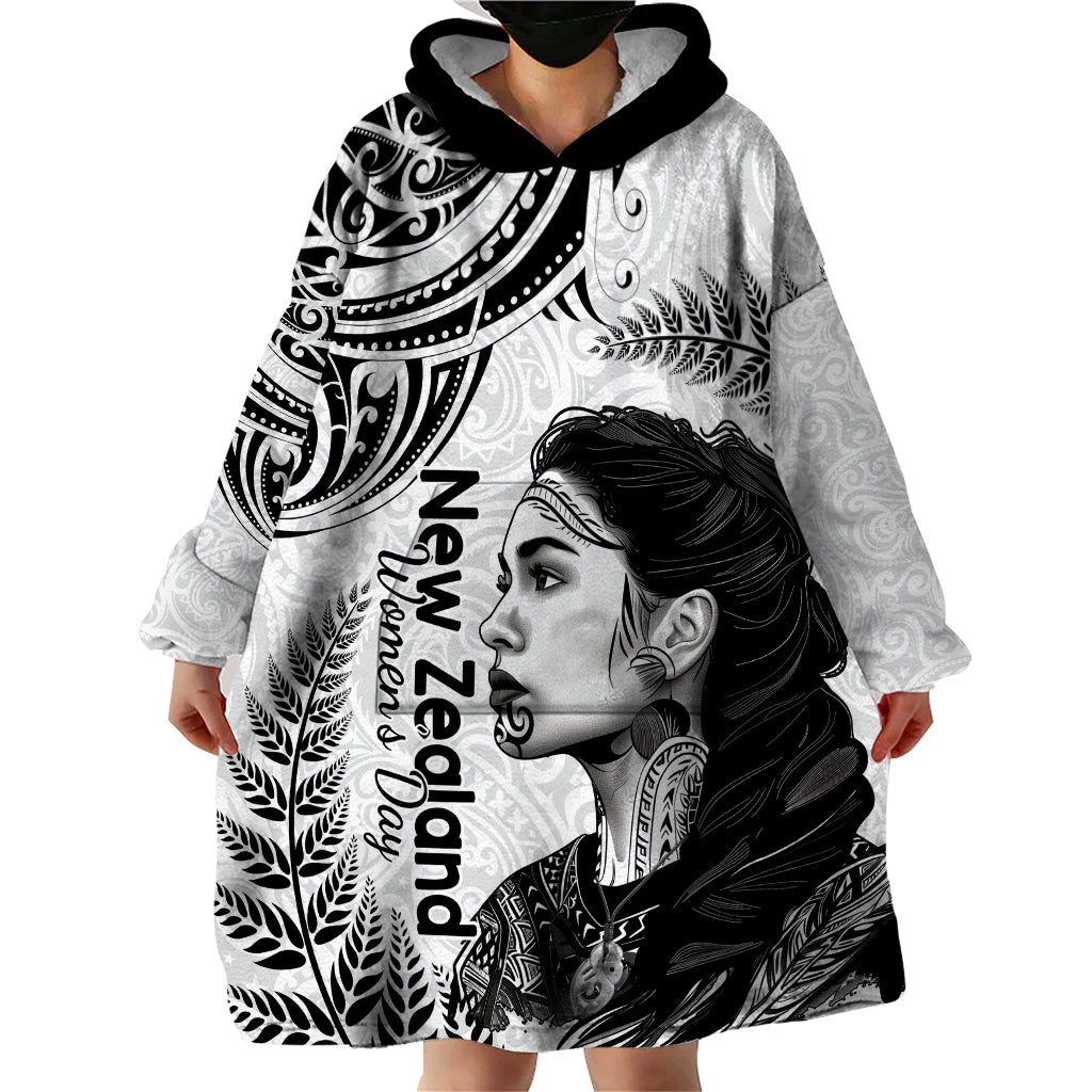 New Zealand Women's Day Wearable Blanket Hoodie Aotearoa Kia Whakapumau Te Mana Wahine