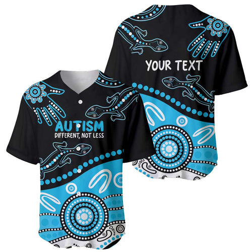 Different Not Less Autism Awareness Australia Personalised Baseball Jersey Aussie Aboriginal Lizards