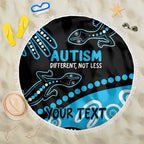 Different Not Less Autism Awareness Australia Personalised Beach Blanket Aussie Aboriginal Lizards