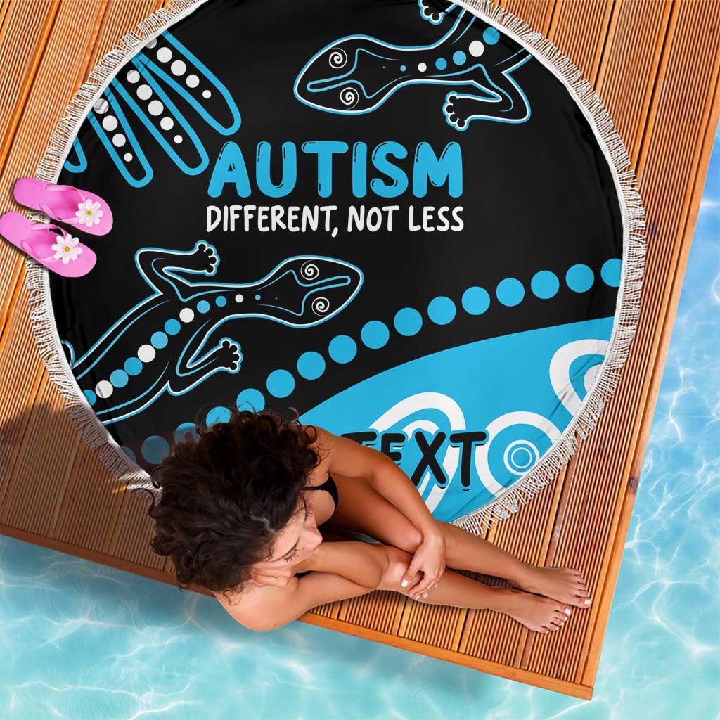 Different Not Less Autism Awareness Australia Personalised Beach Blanket Aussie Aboriginal Lizards