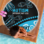 Different Not Less Autism Awareness Australia Personalised Beach Blanket Aussie Aboriginal Lizards