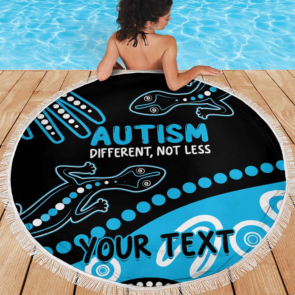 Different Not Less Autism Awareness Australia Personalised Beach Blanket Aussie Aboriginal Lizards