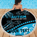 Different Not Less Autism Awareness Australia Personalised Beach Blanket Aussie Aboriginal Lizards