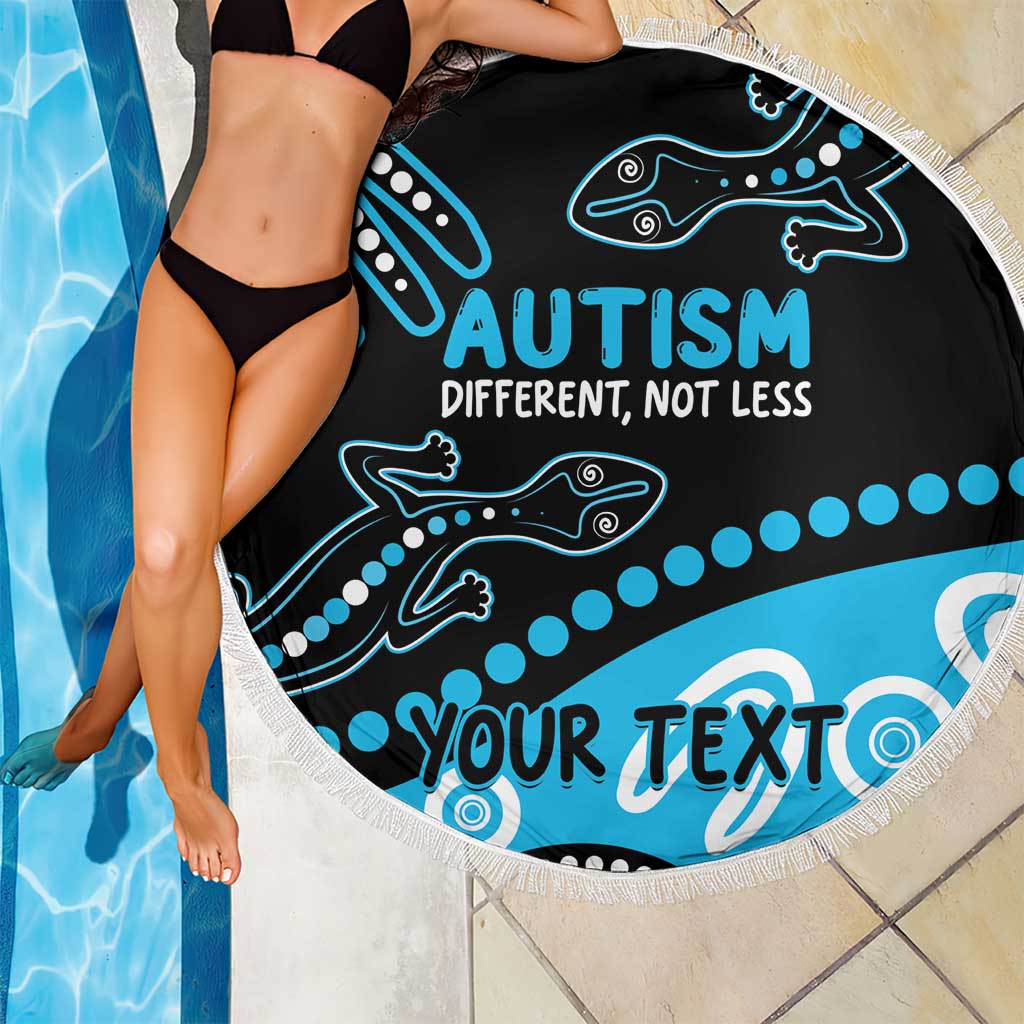 Different Not Less Autism Awareness Australia Personalised Beach Blanket Aussie Aboriginal Lizards