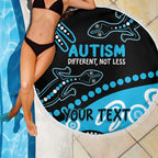 Different Not Less Autism Awareness Australia Personalised Beach Blanket Aussie Aboriginal Lizards