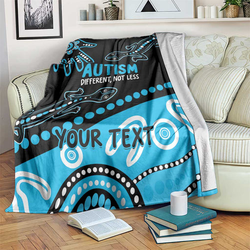 Different Not Less Autism Awareness Australia Personalised Blanket Aussie Aboriginal Lizards