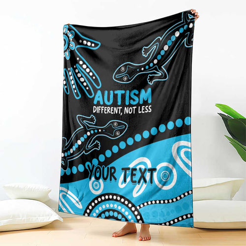 Different Not Less Autism Awareness Australia Personalised Blanket Aussie Aboriginal Lizards