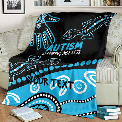 Different Not Less Autism Awareness Australia Personalised Blanket Aussie Aboriginal Lizards