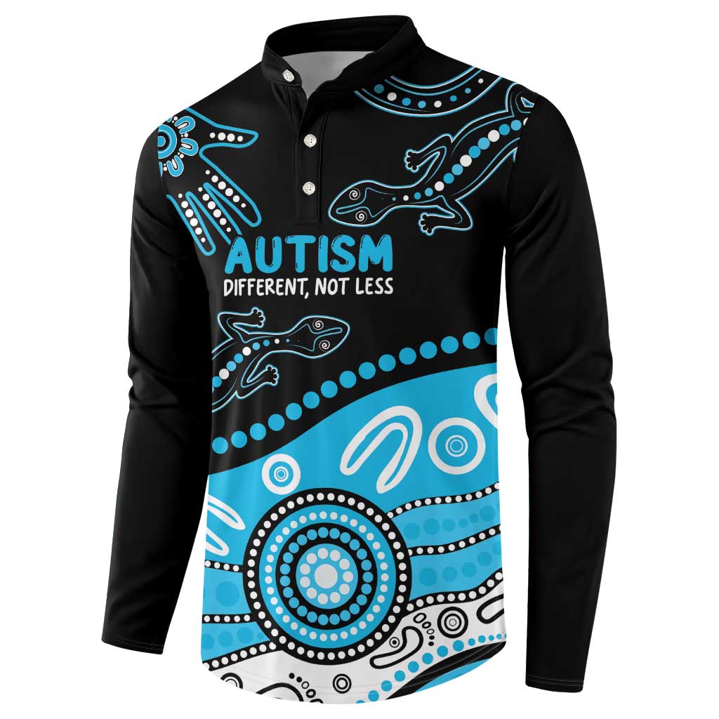 Different Not Less Autism Awareness Australia Personalised Button Sweatshirt Aussie Aboriginal Lizards