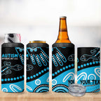 Different Not Less Autism Awareness Australia Personalised 4 in 1 Can Cooler Tumbler Aboriginal Lizards