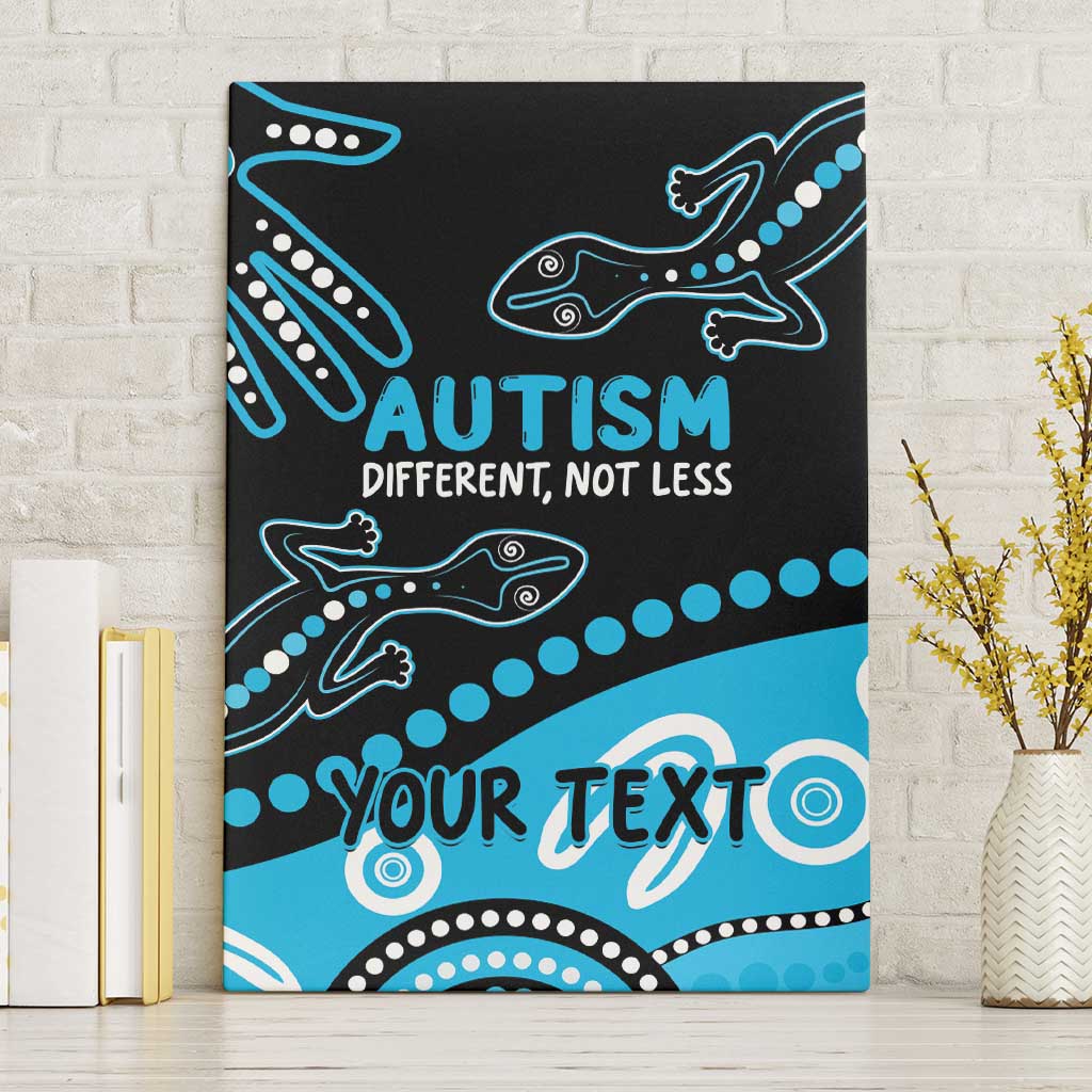 Different Not Less Autism Awareness Australia Personalised Canvas Wall Art Aussie Aboriginal Lizards