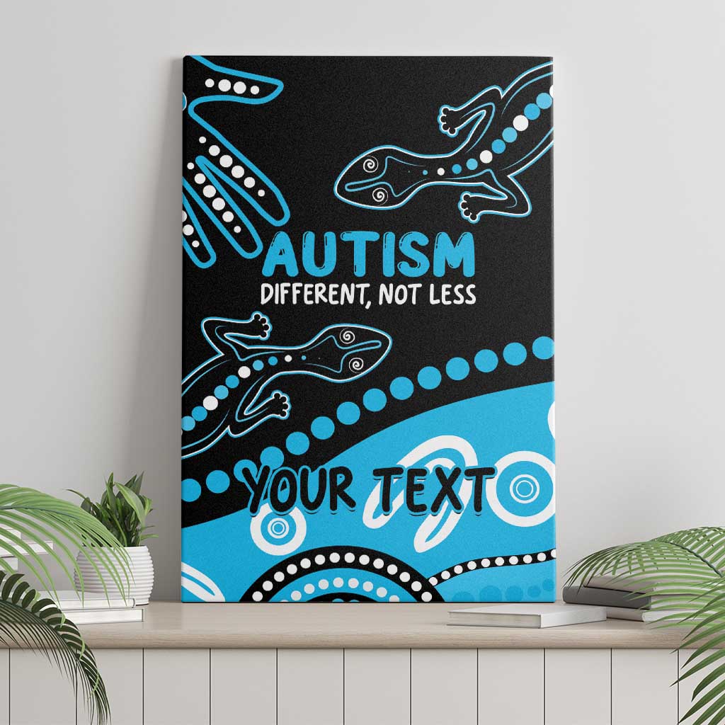 Different Not Less Autism Awareness Australia Personalised Canvas Wall Art Aussie Aboriginal Lizards