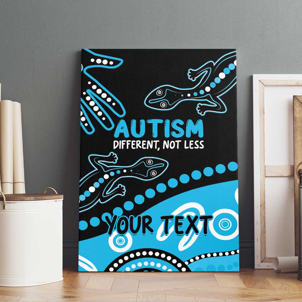 Different Not Less Autism Awareness Australia Personalised Canvas Wall Art Aussie Aboriginal Lizards