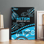 Different Not Less Autism Awareness Australia Personalised Canvas Wall Art Aussie Aboriginal Lizards