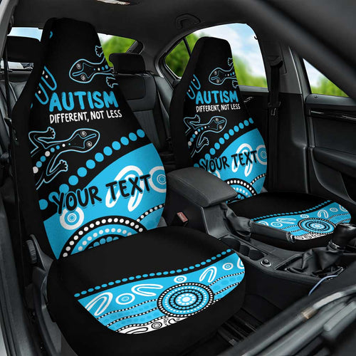 Different Not Less Autism Awareness Australia Personalised Car Seat Cover Aussie Aboriginal Lizards