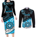 Different Not Less Autism Awareness Australia Personalised Couples Matching Long Sleeve Bodycon Dress and Long Sleeve Button Shirt Aussie Aboriginal Lizards