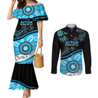 Different Not Less Autism Awareness Australia Personalised Couples Matching Mermaid Dress and Long Sleeve Button Shirt Aussie Aboriginal Lizards