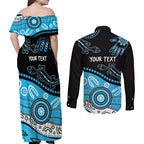 Different Not Less Autism Awareness Australia Personalised Couples Matching Off Shoulder Maxi Dress and Long Sleeve Button Shirt Aussie Aboriginal Lizards