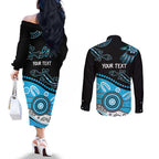 Different Not Less Autism Awareness Australia Personalised Couples Matching Off The Shoulder Long Sleeve Dress and Long Sleeve Button Shirt Aussie Aboriginal Lizards