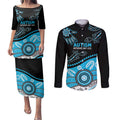 Different Not Less Autism Awareness Australia Personalised Couples Matching Puletasi and Long Sleeve Button Shirt Aussie Aboriginal Lizards