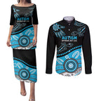 Different Not Less Autism Awareness Australia Personalised Couples Matching Puletasi and Long Sleeve Button Shirt Aussie Aboriginal Lizards