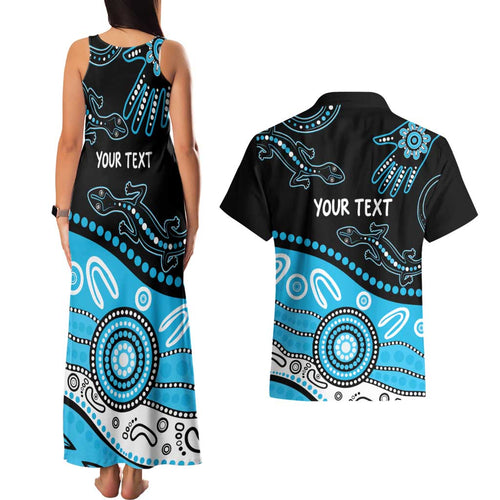 Different Not Less Autism Awareness Australia Personalised Couples Matching Tank Maxi Dress and Hawaiian Shirt Aussie Aboriginal Lizards