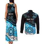 Different Not Less Autism Awareness Australia Personalised Couples Matching Tank Maxi Dress and Long Sleeve Button Shirt Aussie Aboriginal Lizards