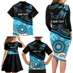 Different Not Less Autism Awareness Australia Personalised Family Matching Long Sleeve Bodycon Dress and Hawaiian Shirt Aussie Aboriginal Lizards