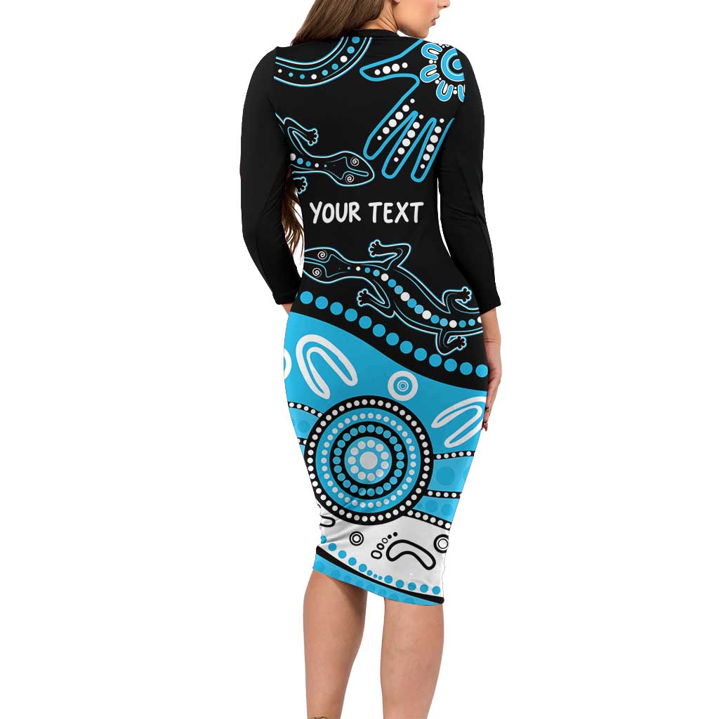 Different Not Less Autism Awareness Australia Personalised Family Matching Long Sleeve Bodycon Dress and Hawaiian Shirt Aussie Aboriginal Lizards