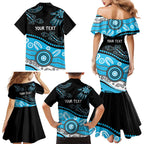 Different Not Less Autism Awareness Australia Personalised Family Matching Mermaid Dress and Hawaiian Shirt Aussie Aboriginal Lizards