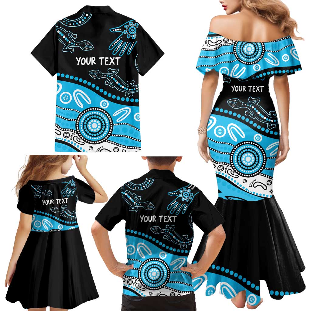 Different Not Less Autism Awareness Australia Personalised Family Matching Mermaid Dress and Hawaiian Shirt Aussie Aboriginal Lizards