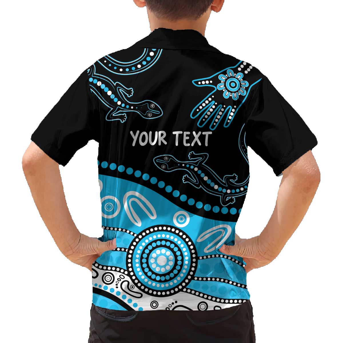 Different Not Less Autism Awareness Australia Personalised Family Matching Off The Shoulder Long Sleeve Dress and Hawaiian Shirt Aussie Aboriginal Lizards