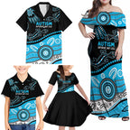 Different Not Less Autism Awareness Australia Personalised Family Matching Off Shoulder Maxi Dress and Hawaiian Shirt Aussie Aboriginal Lizards