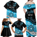 Different Not Less Autism Awareness Australia Personalised Family Matching Off Shoulder Maxi Dress and Hawaiian Shirt Aussie Aboriginal Lizards