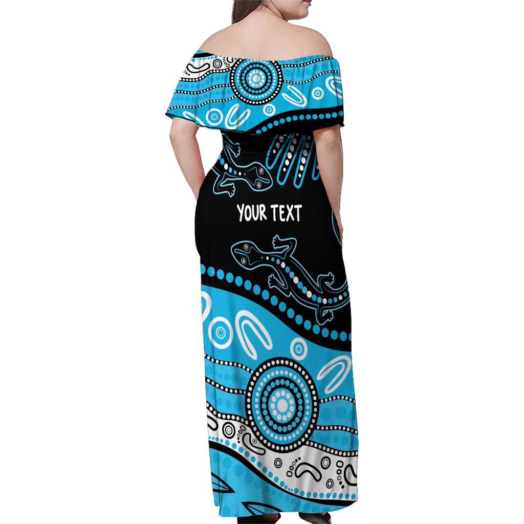 Different Not Less Autism Awareness Australia Personalised Family Matching Off Shoulder Maxi Dress and Hawaiian Shirt Aussie Aboriginal Lizards