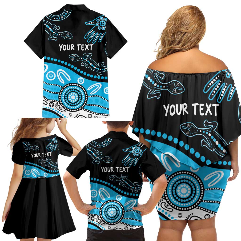 Different Not Less Autism Awareness Australia Personalised Family Matching Off Shoulder Short Dress and Hawaiian Shirt Aussie Aboriginal Lizards