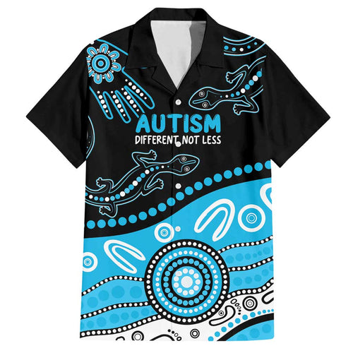 Different Not Less Autism Awareness Australia Personalised Family Matching Off Shoulder Short Dress and Hawaiian Shirt Aussie Aboriginal Lizards