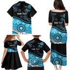 Different Not Less Autism Awareness Australia Personalised Family Matching Puletasi and Hawaiian Shirt Aussie Aboriginal Lizards