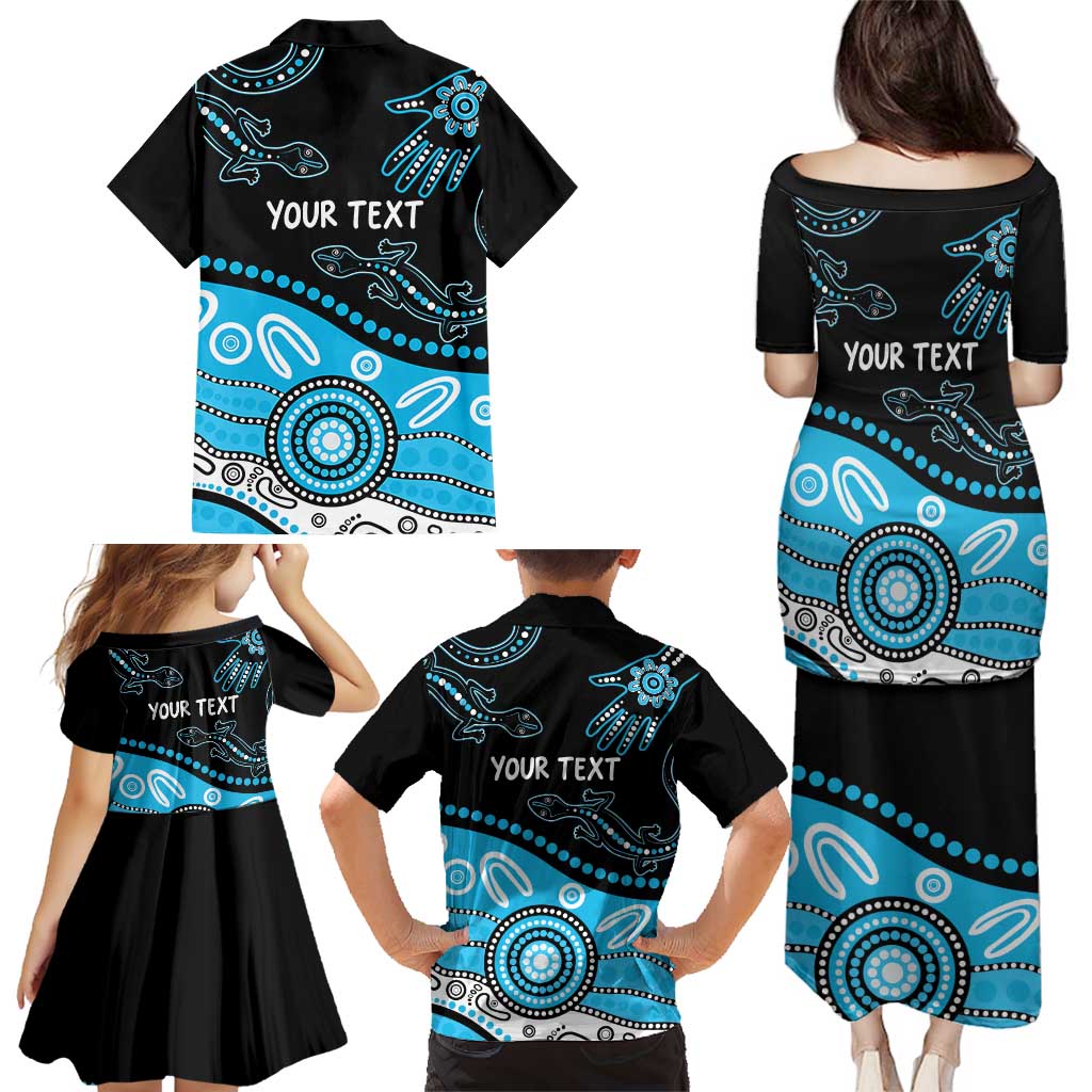 Different Not Less Autism Awareness Australia Personalised Family Matching Puletasi and Hawaiian Shirt Aussie Aboriginal Lizards