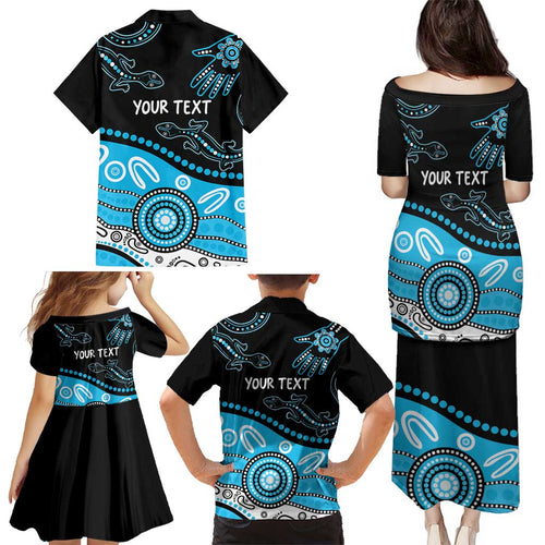 Different Not Less Autism Awareness Australia Personalised Family Matching Puletasi and Hawaiian Shirt Aussie Aboriginal Lizards