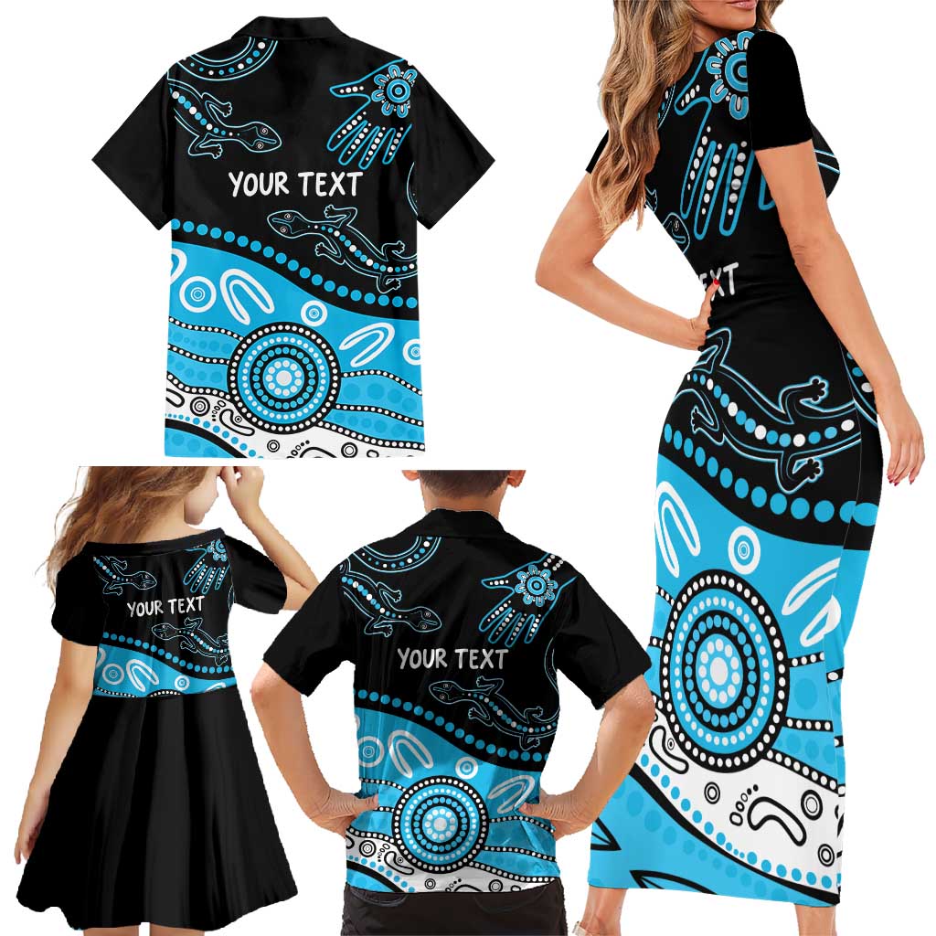 Different Not Less Autism Awareness Australia Personalised Family Matching Short Sleeve Bodycon Dress and Hawaiian Shirt Aussie Aboriginal Lizards