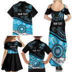 Different Not Less Autism Awareness Australia Personalised Family Matching Summer Maxi Dress and Hawaiian Shirt Aussie Aboriginal Lizards