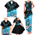 Different Not Less Autism Awareness Australia Personalised Family Matching Tank Maxi Dress and Hawaiian Shirt Aussie Aboriginal Lizards