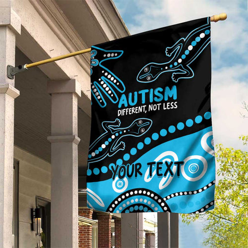 Different Not Less Autism Awareness Australia Personalised Garden Flag Aussie Aboriginal Lizards