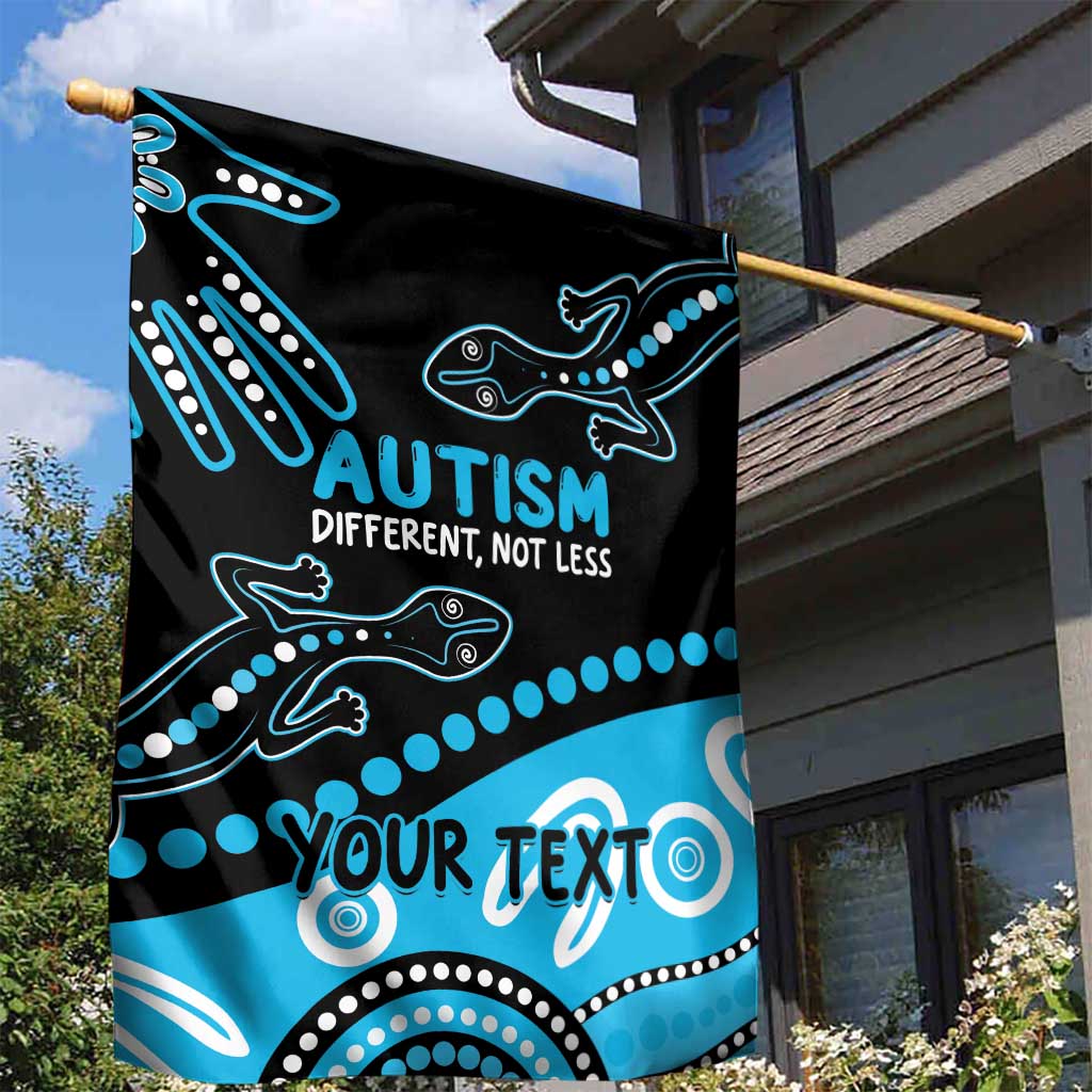 Different Not Less Autism Awareness Australia Personalised Garden Flag Aussie Aboriginal Lizards