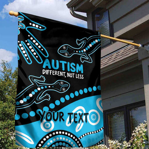 Different Not Less Autism Awareness Australia Personalised Garden Flag Aussie Aboriginal Lizards